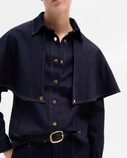 Camisas Y Blusas|SIMORRA Blusa capa denim Azul