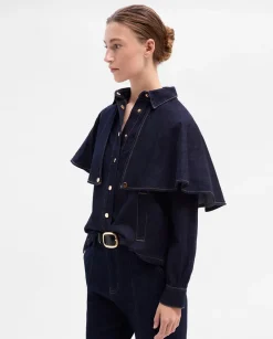 Camisas Y Blusas|SIMORRA Blusa capa denim Azul