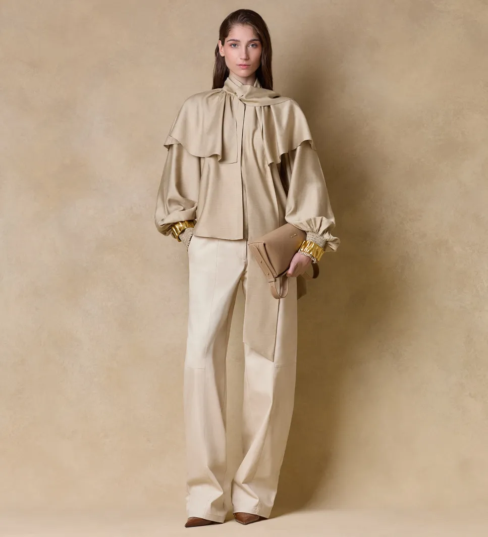 Camisas Y Blusas|SIMORRA Blusa capa manga abullonada Beige