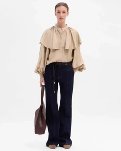 Camisas Y Blusas|SIMORRA Blusa capa manga abullonada Beige