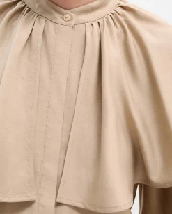 Camisas Y Blusas|SIMORRA Blusa capa manga abullonada Beige