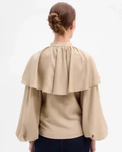 Camisas Y Blusas|SIMORRA Blusa capa manga abullonada Beige