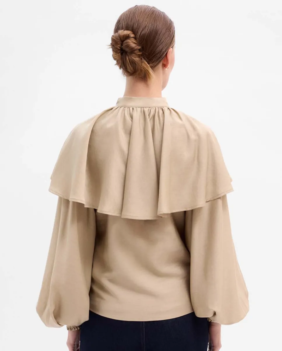 Camisas Y Blusas|SIMORRA Blusa capa manga abullonada Beige