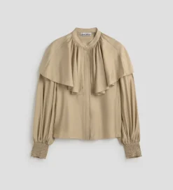 Camisas Y Blusas|SIMORRA Blusa capa manga abullonada Beige