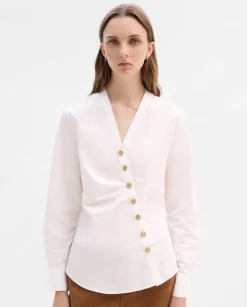 Camisas Y Blusas|SIMORRA Blusa entallada botones Blanco