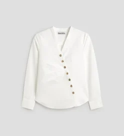 Camisas Y Blusas|SIMORRA Blusa entallada botones Blanco
