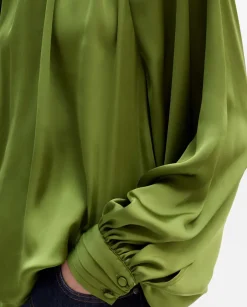 Fiesta|Camisas Y Blusas|SIMORRA Blusa fluida cuello alto Verde