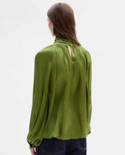 Fiesta|Camisas Y Blusas|SIMORRA Blusa fluida cuello alto Verde