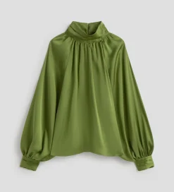 Fiesta|Camisas Y Blusas|SIMORRA Blusa fluida cuello alto Verde