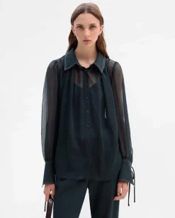 Camisas Y Blusas|SIMORRA Blusa gasa combinada Azul