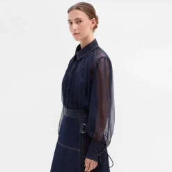 Camisas Y Blusas|SIMORRA Blusa gasa combinada Azul