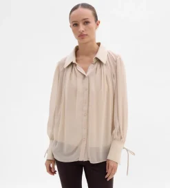 Camisas Y Blusas|SIMORRA Blusa gasa combinada Beige