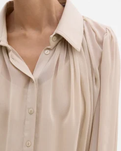 Camisas Y Blusas|SIMORRA Blusa gasa combinada Beige