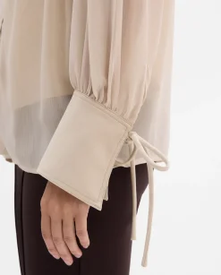 Camisas Y Blusas|SIMORRA Blusa gasa combinada Beige