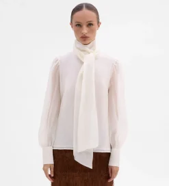 Fiesta|Camisas Y Blusas|SIMORRA Blusa lazada cuello Blanco