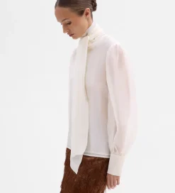 Fiesta|Camisas Y Blusas|SIMORRA Blusa lazada cuello Blanco