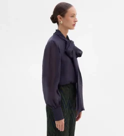 Fiesta|Camisas Y Blusas|SIMORRA Blusa lazada cuello Azul