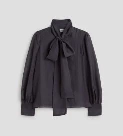 Fiesta|Camisas Y Blusas|SIMORRA Blusa lazada cuello Azul