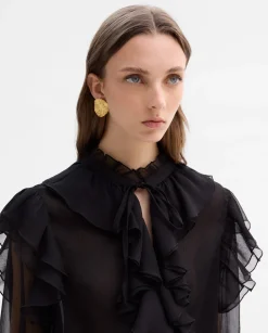 Fiesta|Camisas Y Blusas|SIMORRA Blusa vaporosa volantes Negro
