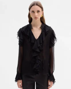 Fiesta|Camisas Y Blusas|SIMORRA Blusa vaporosa volantes Negro