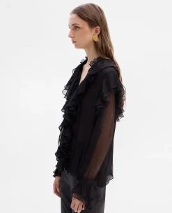 Fiesta|Camisas Y Blusas|SIMORRA Blusa vaporosa volantes Negro