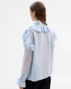 Fiesta|Camisas Y Blusas|SIMORRA Blusa vaporosa volantes Azul