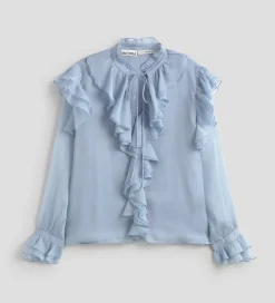 Fiesta|Camisas Y Blusas|SIMORRA Blusa vaporosa volantes Azul