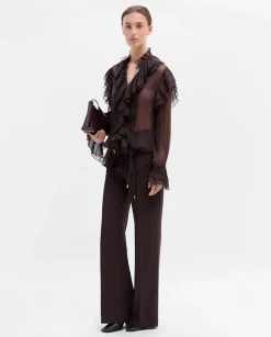Fiesta|Camisas Y Blusas|SIMORRA Blusa vaporosa volantes Marrón