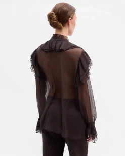 Fiesta|Camisas Y Blusas|SIMORRA Blusa vaporosa volantes Marrón
