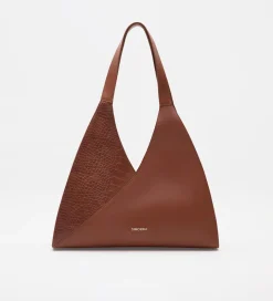 Bolsos|SIMORRA Bolso shopper combinado piel Marrón