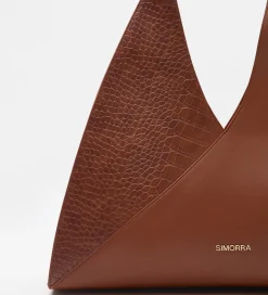Bolsos|SIMORRA Bolso shopper combinado piel Marrón