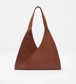 Bolsos|SIMORRA Bolso shopper combinado piel Marrón