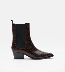 Zapatos|SIMORRA Botín piel efecto cocodrilo Marrón