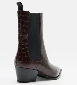 Zapatos|SIMORRA Botín piel efecto cocodrilo Marrón