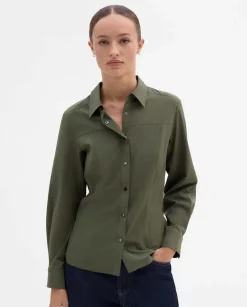 Camisas Y Blusas|SIMORRA Camisa elástica entallada Verde