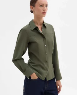 Camisas Y Blusas|SIMORRA Camisa elástica entallada Verde