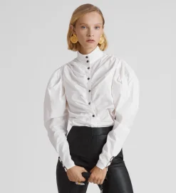 Fiesta|Camisas Y Blusas|SIMORRA Camisa popelín fruncida Blanco