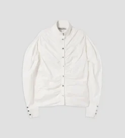 Fiesta|Camisas Y Blusas|SIMORRA Camisa popelín fruncida Blanco