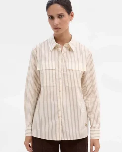 Camisas Y Blusas|SIMORRA Camisa rayas bolsillos Beige