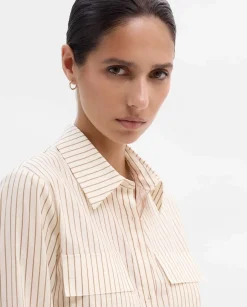 Camisas Y Blusas|SIMORRA Camisa rayas bolsillos Beige