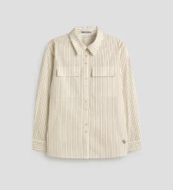 Camisas Y Blusas|SIMORRA Camisa rayas bolsillos Beige