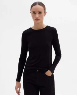 Camisetas Y Tops|SIMORRA Camiseta entallada manga larga Negro