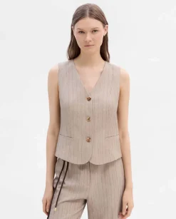 Prendas De Abrigo|Camisetas Y Tops|SIMORRA Chaleco corto rayas Beige