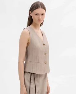 Prendas De Abrigo|Camisetas Y Tops|SIMORRA Chaleco corto rayas Beige