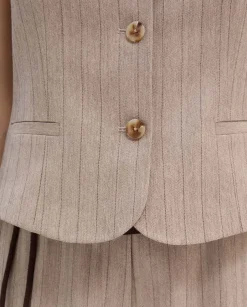 Prendas De Abrigo|Camisetas Y Tops|SIMORRA Chaleco corto rayas Beige