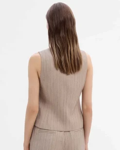 Prendas De Abrigo|Camisetas Y Tops|SIMORRA Chaleco corto rayas Beige