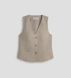 Prendas De Abrigo|Camisetas Y Tops|SIMORRA Chaleco corto rayas Beige