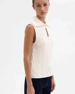 Prendas De Punto|Camisetas Y Tops|SIMORRA Chaleco punto trenzas Blanco