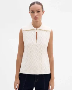 Prendas De Punto|Camisetas Y Tops|SIMORRA Chaleco punto trenzas Blanco