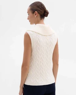 Prendas De Punto|Camisetas Y Tops|SIMORRA Chaleco punto trenzas Blanco